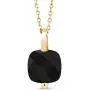 Gem Stone King 18K Yellow Gold Plated Silver Checkerboard Black Onyx Pendant Necklace With 18 Inch Chain 3.60 Ctw