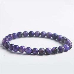 7mm Genuine Purple Natural Charoite Bracelet Crystal Round Bead Stretch Bracelet Woman Lady