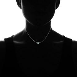 Ice Gems Sterling Silver Small Dainty Heart Genuine, Simulated Gemstone or Cubic Zirconia Choker Necklace