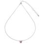 Sterling Silver Light Rose Solitaire Choker Necklace Made with Swarovski Crystal
