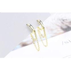 Tassel Chain Drop Dangle Small Hoop Earrings for Women Girls Men Chain Dangle Korean Kpop Hinged Hoop Earrings