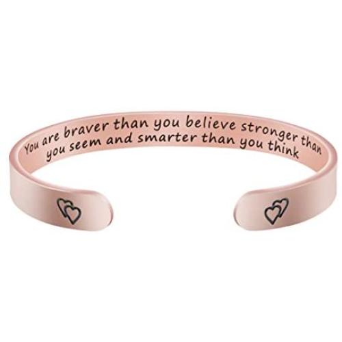 Joycuff Inspirational Rose Gold Bracelet Friendship Gifts for Her Girl Women Daughter Jewelry Best Friend BFF Cuff