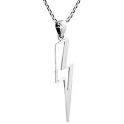 AeraVida Powerful Lightning Bolt .925 Sterling Silver Pendant Necklace