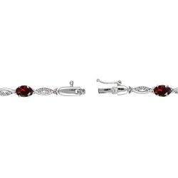 Sterling Silver Genuine, Created or Simulated Gemstone Oval-Cut Swirl Tennis Bracelet