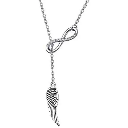 KUIYAI Memorial Infinity Angel Wing Necklace Family Remembrance Gift Godchild Gift KUIYAI Memorial Infinity Angel Wing Necklace Family Remembrance Gift Godchild Gift