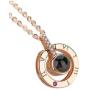 I Love You 100 Languages 18k Gold Plated Necklace with Roses Gift Box