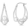 FANCIME White/Yellow Gold Plated 925 Sterling Silver Dangle Drop Pearl Endless Hoop Earrings Dainty Fine Jewelry For Women Girls