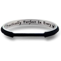 WUSUANED Mary Poppins Quote Practically Perfect in Every Way Hair Tie Grooved Cuff Bangle Bracelet Mother Daughter Friendship Gift