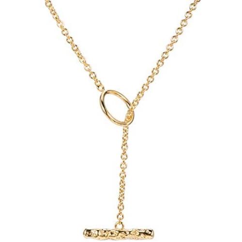 Aurelia Mae 18K Gold Plated Gold Toggle Necklace Wrap Rolo Chain Necklace T-Bar Layering Link Chain Necklace