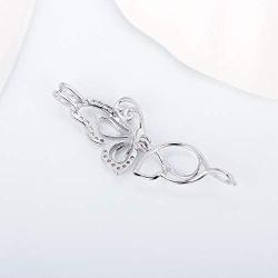 LGSY Sterling Silver Butterfly CZ Pearl Cage Pendants for Women, Essential Oil Diffuser Lockets for Pearl Jewelry