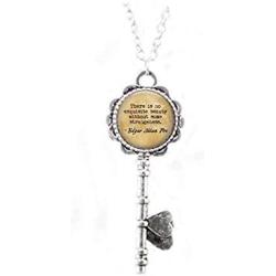 Edgar Allan Poe Quote - There is no Exquisite Beauty Without Some Strangeness. - Literary Jewelry - Quote About Beauty - Book Jewelry Key Necklace