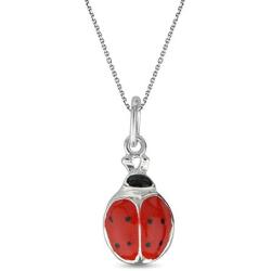 LeCalla Sterling Silver Jewelry Red Enamel Ladybug Charm Necklace Pendant Bracelet for Kids