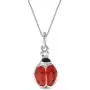 LeCalla Sterling Silver Jewelry Red Enamel Ladybug Charm Necklace Pendant Bracelet for Kids
