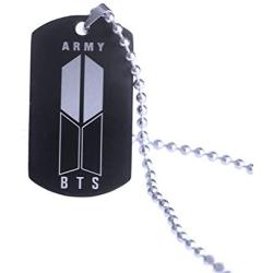 COMTRUDE BTS Necklace, Premium Stainless Steel Kpop Team Logo Pendant Bead Chain, Army Jewelry for Girls BTS Fans Gift