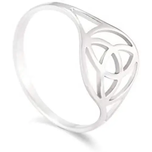 VASSAGO Stainless Steel Irish Triquetra Trinity Celtic Knot Ring Hollow Out Design High Polished Round Charm Bands for Men Women Teens