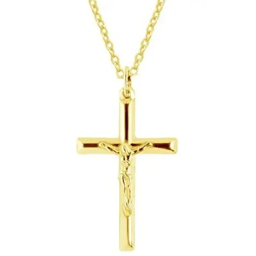 Ritastephens Sterling Silver Gold Overlay Round or Flat Italian Crucifix Cross Charm Pendant Necklace Ritastephens Sterling Silver Gold Overlay Round or Flat Italian Crucifix Cross Charm Pendant Necklace
