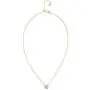 PAVOI 14K Gold Plated Post Faux Diamond Round Solitaire Pendant Halo Necklace | Gold Necklace for Women | Slider Adjustable