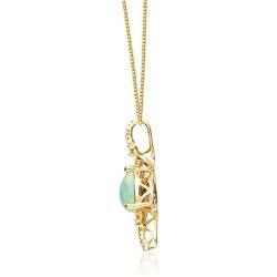 Gin & Grace 10K Yellow Gold Natural Opal Diamond (I1,I2) Pendant Necklace with Gold Chain for Women Mothers Day Jewelry Gifts
