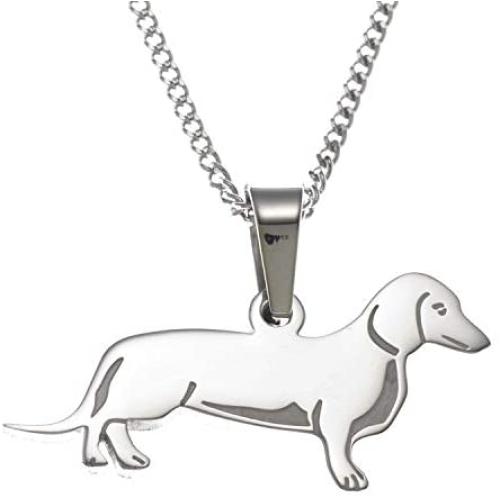 Joyful Sentiments Pet Jewelry Stainless Steel Dachshund Pendant with 18'' Necklace and 3'' Extender