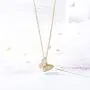 PSEEHEE Fashion Cute Golden Stainless Steel Pearl Oyster Butterfly Pendant Necklace Jewelry for Women Girls