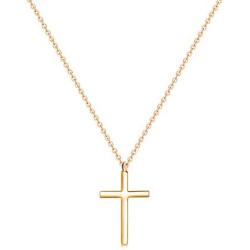 Ovian Cross Pendant Necklace for Men 18K Gold Plated Stainless Steel Cross Necklace Simple Solid Cross Necklace Christians Jewelry for Boy