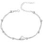 Sllaiss 925 Sterling Silver Bracelet Double Layered Chain for Women Girls with Tiny Beads Pearl Adjustable Bracelet Chain Beach Style Anklet Jewelry