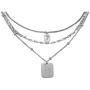 Good Luck Mens Stainless Steel Chain Necklace Silver Color Pendant Layered Necklace for Women with Lucky Number 7