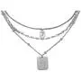 Good Luck Mens Stainless Steel Chain Necklace Silver Color Pendant Layered Necklace for Women with Lucky Number 7