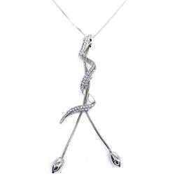 Hslsmxy Women Long Necklace Fox Snake Serpent Swan Dancing Girl Shaped Crystal Pendant Necklaces Sweater Casual Formal Dressing Decoration Fashion Jewelry for Girls Friends