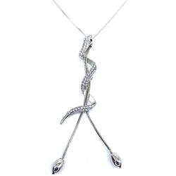 Hslsmxy Women Long Necklace Fox Snake Serpent Swan Dancing Girl Shaped Crystal Pendant Necklaces Sweater Casual Formal Dressing Decoration Fashion Jewelry for Girls Friends