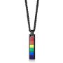 AIKESIWAI Lesbian Necklace,Lesbian Stuff,Pride Rainbow Necklace, Rainbow Rectangular Pendant, Stainless Steel Rainbow Necklace, LGBT Pendant, Gay and Lesbian Pride Pendant
