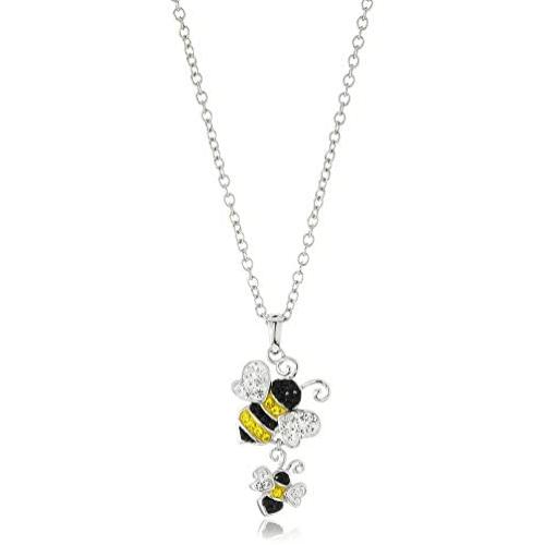 Amazon Collection Silver Plated You and Me Crystal Critter Pendant Necklace, 18''