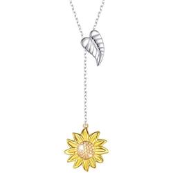 Sterling Silver Sunflower with CZ Warmth Sunshine Jewelry Y Pendant Necklace or Bracelet Anklet for Women