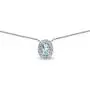 Sterling Silver Genuine or Synthetic Gemstone Oval Halo Short Choker Necklace with CZ Accents