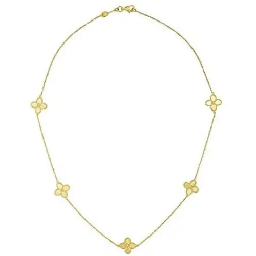 14k Italian Yellow Gold Four Leaf Clover Flower Station Necklace, 18 inches 14k Italian Yellow Gold Four Leaf Clover Flower Station Necklace, 18 inches