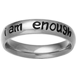 Ronliy Stainless Steel Ring I am Enough Inspiration Jewelry Strength Gift
