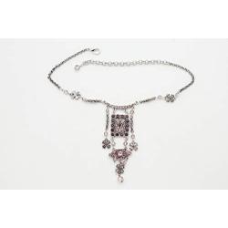 TFJ Women Ethnic Fashion Bling Jewelry Boot Bracelet Antique Silver Metal Chain Shoe Anklet Purple Star Charm
