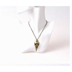 Cathercing Crow Skull Pendant Necklace for Men on Halloween Boys Skull Necklace Chain Jewelry Necklaces for Women Festival Ornament (Bronze)