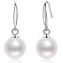 Pearl Dangle Drop Earrings Genuine Freshwater Cultured White Pearl Fishhook Earrings 925 Sterling Silver Jewelry Gift for Women Girls