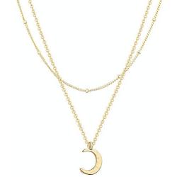 SHERLOVE Gold/Silver Crescent/Full/Circle Moon Pendant Necklace, Real Gold/Sterling Silver Plated Moon Necklaces for Women Girls Simple Necklace Boho Jewelry Moms Gift