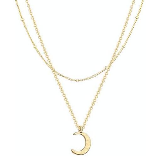 SHERLOVE Gold/Silver Crescent/Full/Circle Moon Pendant Necklace, Real Gold/Sterling Silver Plated Moon Necklaces for Women Girls Simple Necklace Boho Jewelry Moms Gift