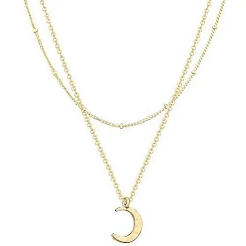 SHERLOVE Gold/Silver Crescent/Full/Circle Moon Pendant Necklace, Real Gold/Sterling Silver Plated Moon Necklaces for Women Girls Simple Necklace Boho Jewelry Moms Gift
