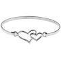AeraVida Double Heart One Love .925 Sterling Silver Link Bracelet