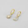 Moon And Star Charms Dangle Hoop Earrings for Women, Dangle Hoops for Teen Girls And Women, S925 14K Gold Plated with Cubic Zirconia Earrings