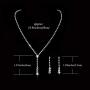 Fairyu Womens Wedding Necklaces Crystal Long Dangle Necklace Earrings Set Silver Bride Rhinestone Necklaces Earrings Drop Jewelry Dainty Y Pendant Necklace for Bridal