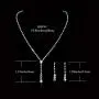 Fairyu Womens Wedding Necklaces Crystal Long Dangle Necklace Earrings Set Silver Bride Rhinestone Necklaces Earrings Drop Jewelry Dainty Y Pendant Necklace for Bridal