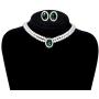BABEYOND Imitation Pearl Necklace Earrings Set with Crystal Pendant Bridal Pearl Jewelry Set for Women Vintage 1920s Pearl Necklace Earrings