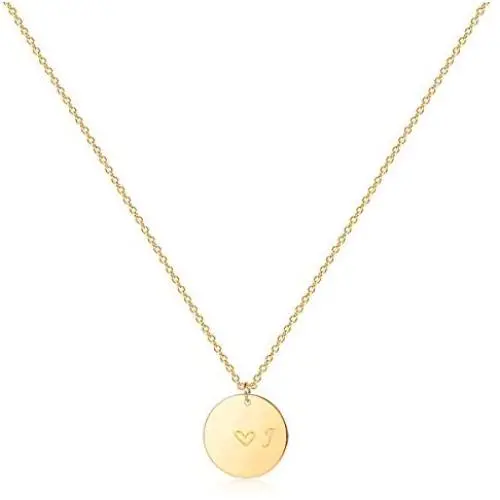 Gold Initial Pendant Necklaces,14K Gold Filled Engraved Disc Personalized Name Dainty Handmade Cute Heart Initial Tiny Pendant Necklaces Jewelry Gift for Women … Gold Initial Pendant Necklaces,14K Gold Filled Engraved Disc Personalized Name Dainty Handmade Cute Heart Initial Tiny Pendant Necklaces Jewelry Gift for Women …