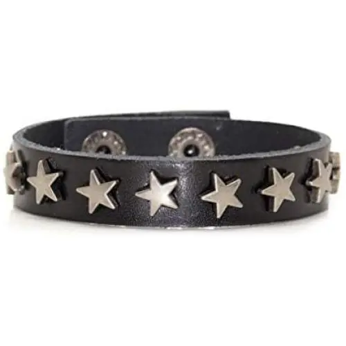 Xusamss Hip Hop Alloy Star Wristband Leather Cuff Bracelet,7.5inches Xusamss Hip Hop Alloy Star Wristband Leather Cuff Bracelet,7.5inches