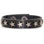 Xusamss Hip Hop Alloy Star Wristband Leather Cuff Bracelet,7.5inches